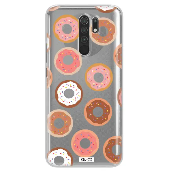 a pattern of donuts with sprinkles Xiaomi Redmi 9 Clear TPU Case