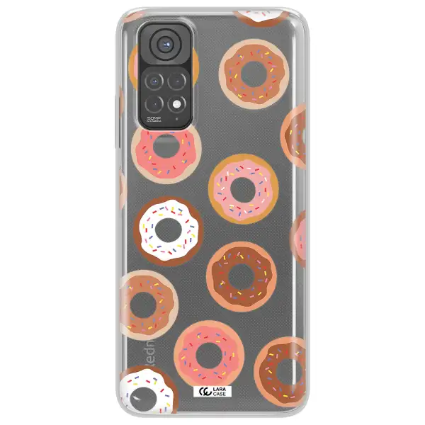 a pattern of donuts with sprinkles Xiaomi Redmi Note 11 Clear TPU Case