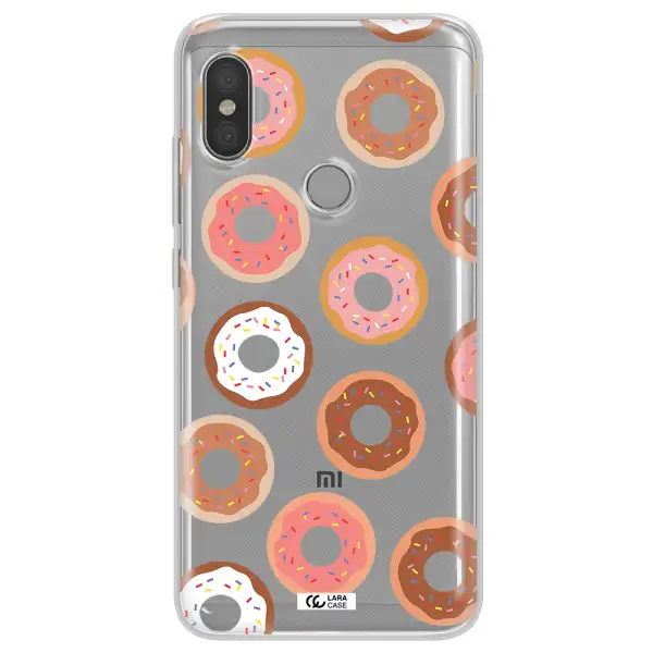 a pattern of donuts with sprinkles Xiaomi Redmi Note 6 Pro Clear TPU Case