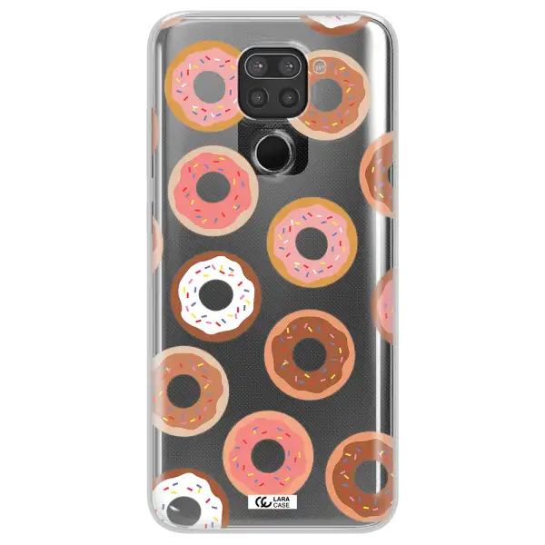 a pattern of donuts with sprinkles Xiaomi Redmi Note 9 Clear TPU Case