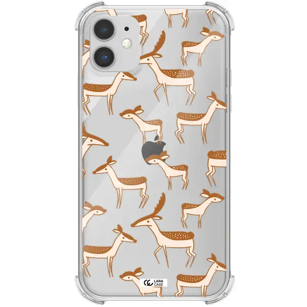 a pattern of deer and fawns Apple iPhone 11 Clear PC Case