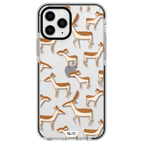a pattern of deer and fawns Apple iPhone 11 pro impact black border Case