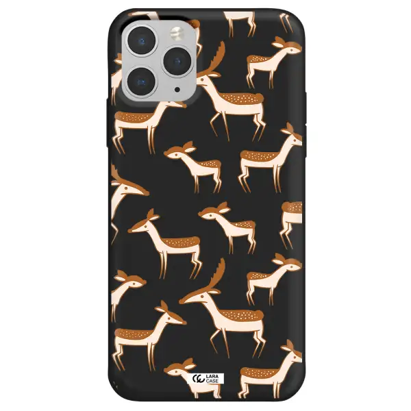 a pattern of deer and fawns Apple iPhone 11 pro max Silicone black Case