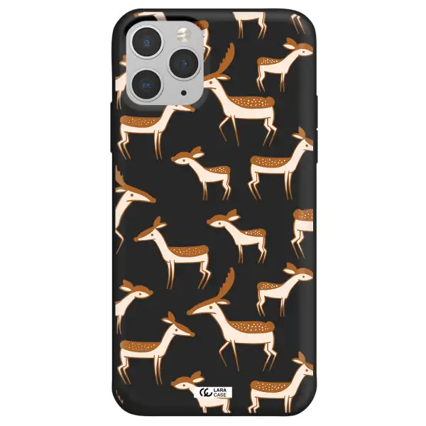 a pattern of deer and fawns Apple iPhone 11 pro Silicone black Case