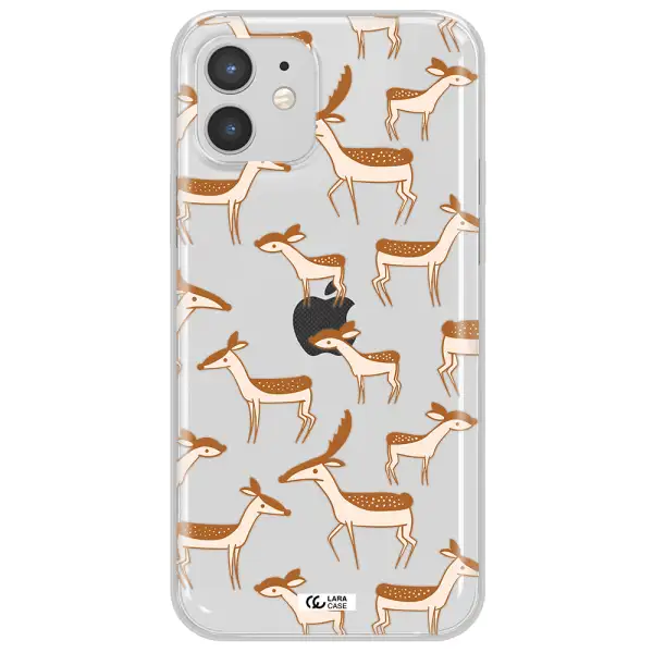 a pattern of deer and fawns Apple iPhone 12 mini Clear TPU Case