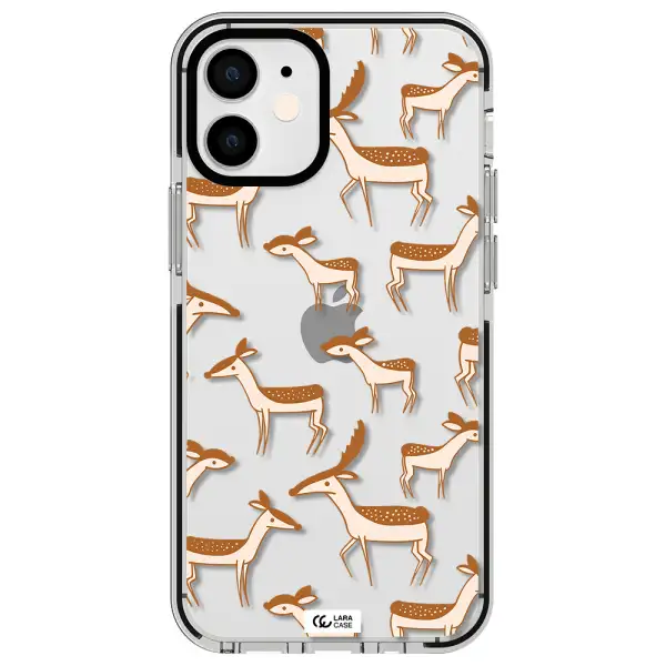 a pattern of deer and fawns Apple iPhone 12 mini impact black border Case