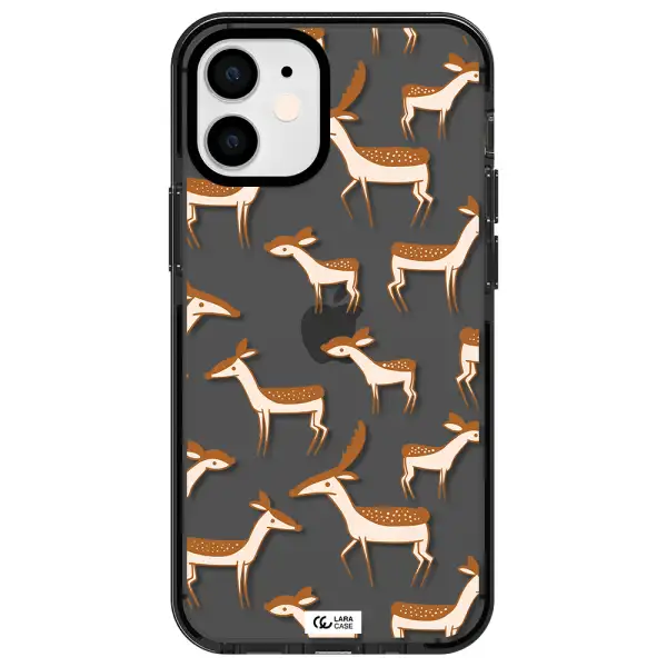 a pattern of deer and fawns Apple iPhone 12 mini impact Smoke Black Case