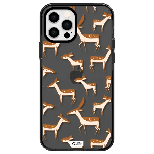 a pattern of deer and fawns Apple iPhone 12 pro impact Smoke Black Case