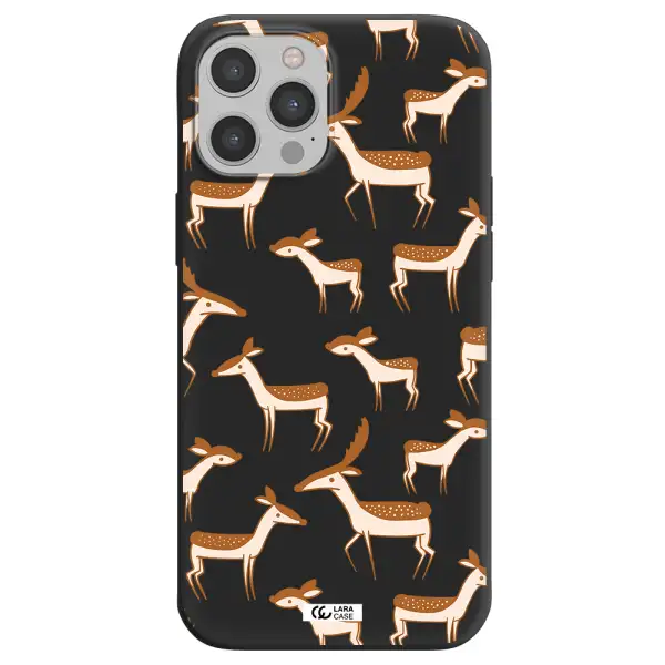 a pattern of deer and fawns Apple iPhone 12 pro max Silicone black Case