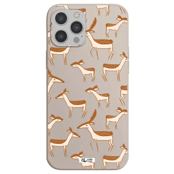 a pattern of deer and fawns Apple iPhone 12 pro max Silicone Stone Case