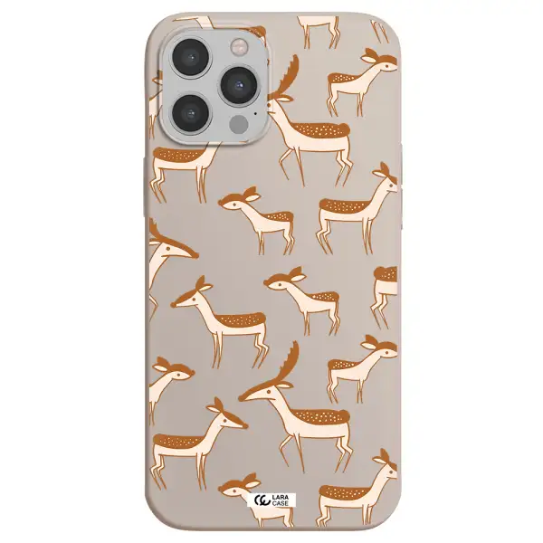 a pattern of deer and fawns Apple iPhone 12 pro Silicone Stone Case
