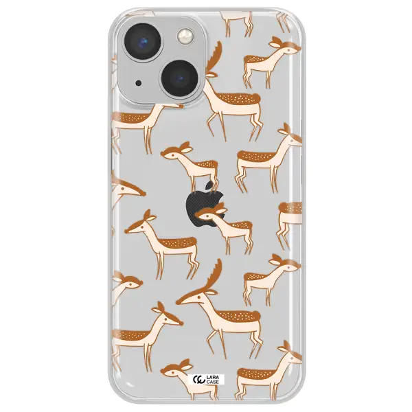 a pattern of deer and fawns Apple iPhone 13 Clear TPU Case
