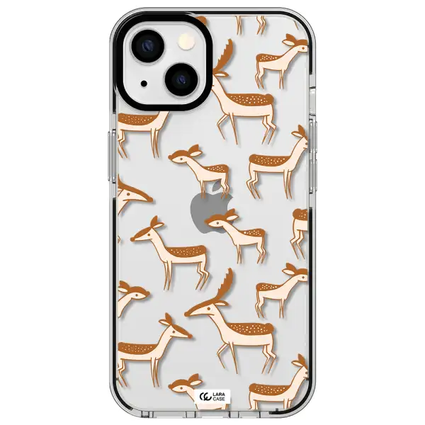 a pattern of deer and fawns Apple iPhone 13 impact black border Case