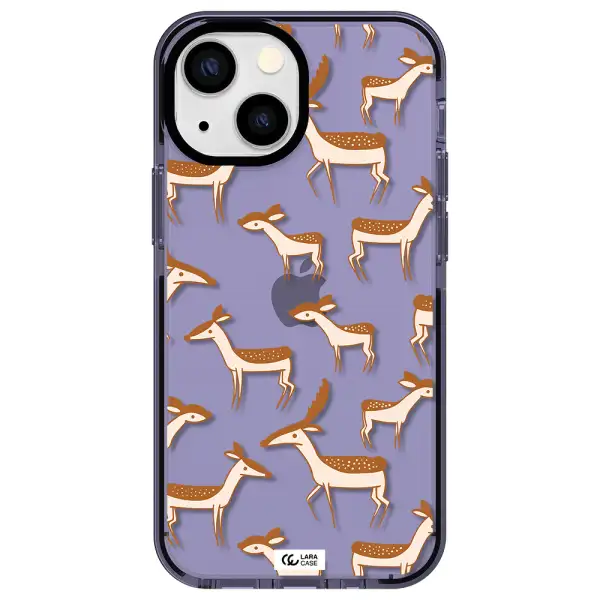 a pattern of deer and fawns Apple iPhone 13 mini impact Lilac Case