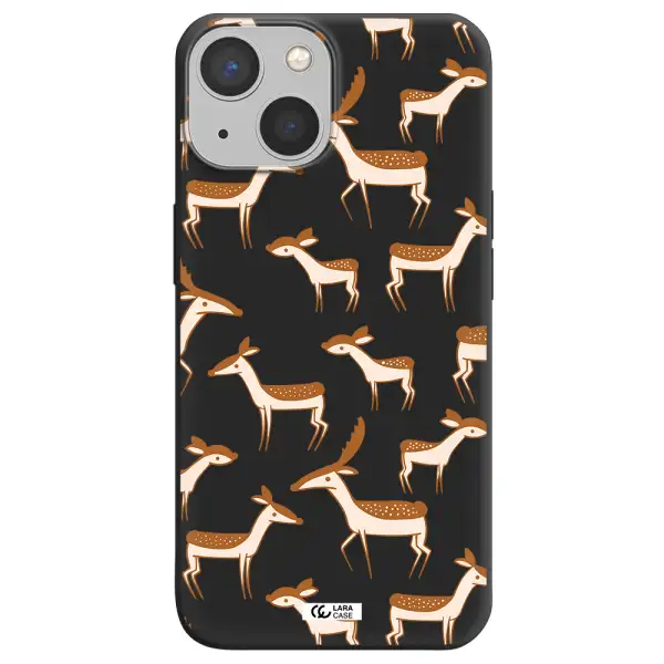 a pattern of deer and fawns Apple iPhone 13 mini Silicone black Case