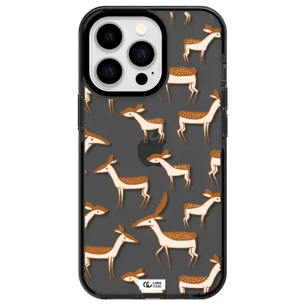 a pattern of deer and fawns Apple iPhone 13 Pro impact Smoke Black Case