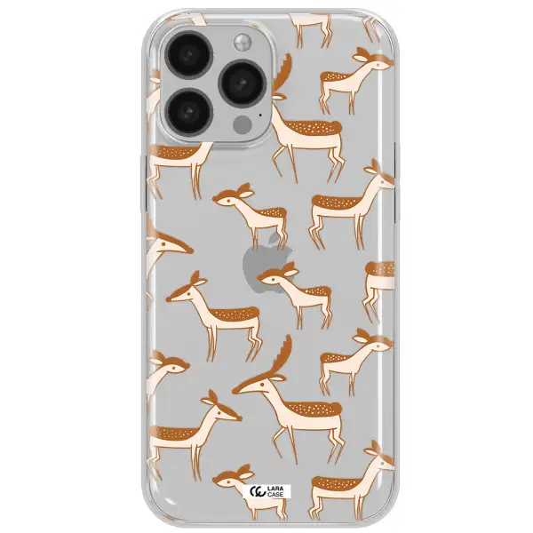 a pattern of deer and fawns Apple iPhone 13 Pro Max Clear TPU Case