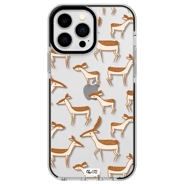 a pattern of deer and fawns Apple iPhone 13 Pro Max impact black border Case