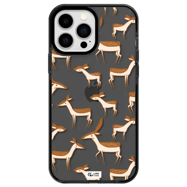 a pattern of deer and fawns Apple iPhone 13 Pro Max impact Smoke Black Case
