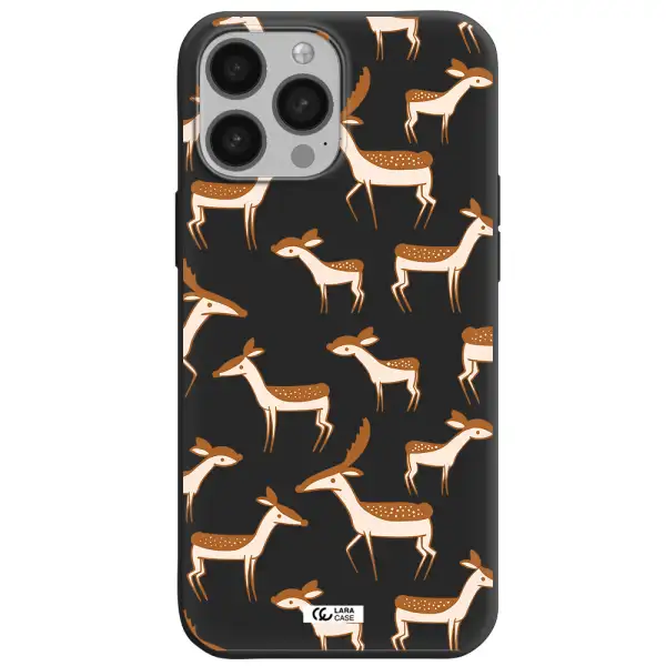 a pattern of deer and fawns Apple iPhone 13 Pro Max Silicone black Case
