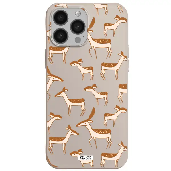 a pattern of deer and fawns Apple iPhone 13 Pro Max Silicone Stone Case