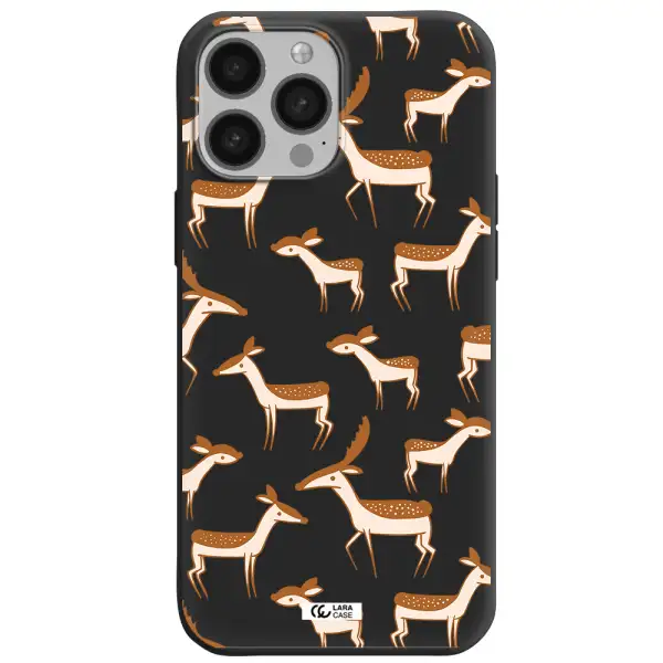 a pattern of deer and fawns Apple iPhone 13 Pro Silicone black Case