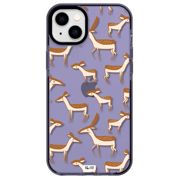 a pattern of deer and fawns Apple iPhone 14 plus impact Lilac Case