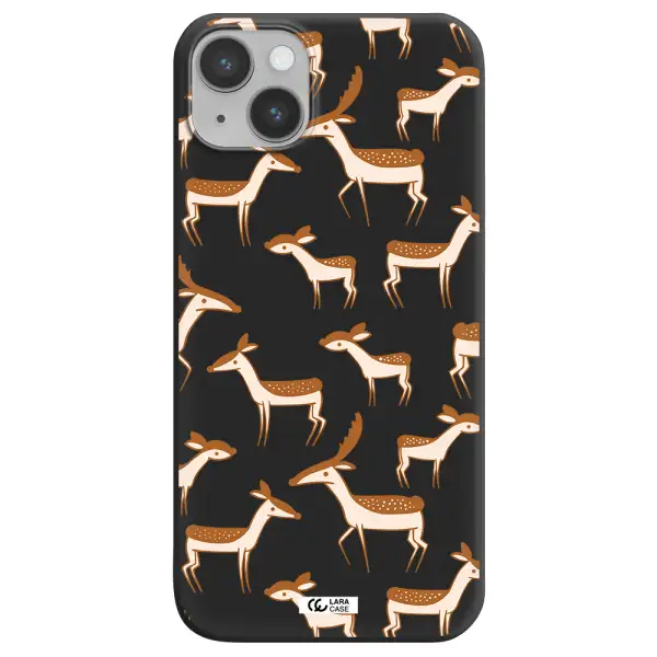 a pattern of deer and fawns Apple iPhone 14 plus Silicone black Case