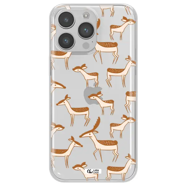 a pattern of deer and fawns Apple iPhone 14 pro Clear TPU Case