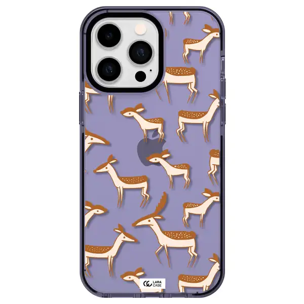 a pattern of deer and fawns Apple iPhone 14 pro max impact Lilac Case