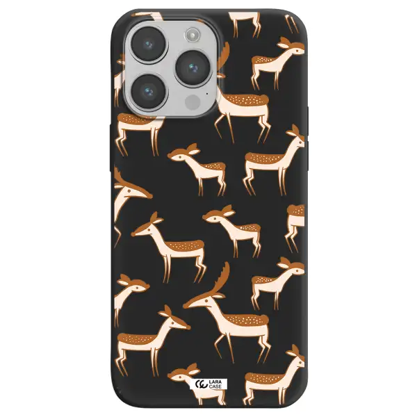 a pattern of deer and fawns Apple iPhone 14 pro max Silicone black Case