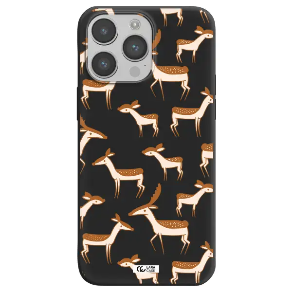 a pattern of deer and fawns Apple iPhone 14 pro Silicone black Case