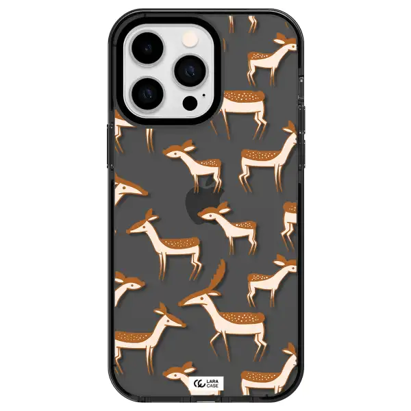 a pattern of deer and fawns Apple iPhone 15 Pro Max impact Smoke Black Case