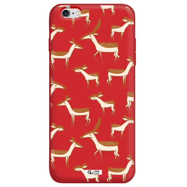 a pattern of deer and fawns Apple iPhone 6 plus Silicone Imperial Red Case