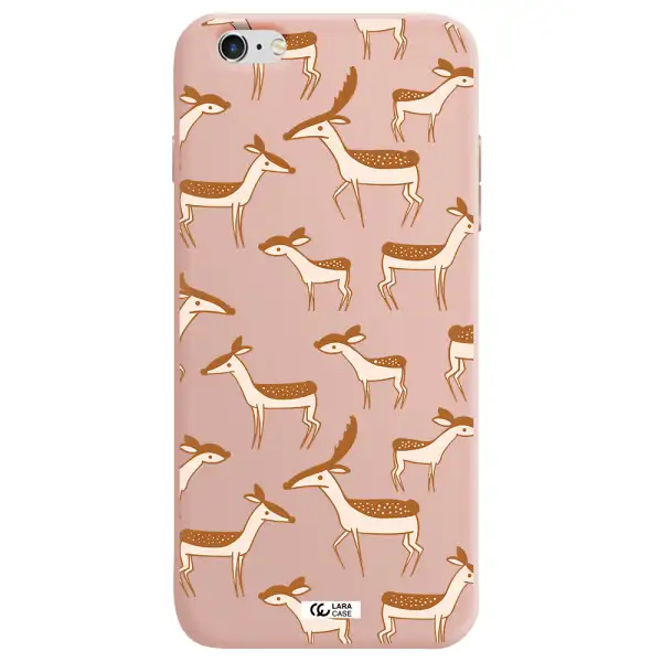 a pattern of deer and fawns Apple iPhone 6 plus Silicone pastel pink Case