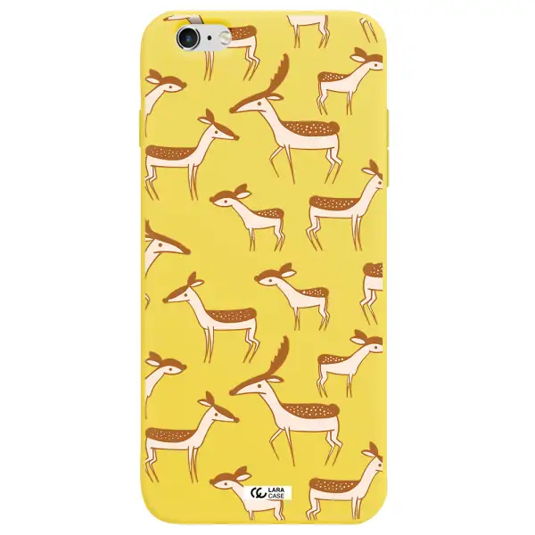 a pattern of deer and fawns Apple iPhone 6 s plus Silicone canary yellow Case