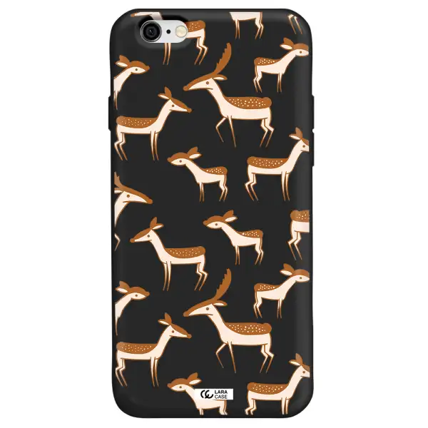 a pattern of deer and fawns Apple iPhone 6 Silicone black Case
