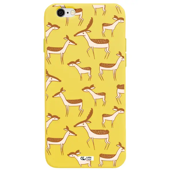 a pattern of deer and fawns Apple iPhone 6 Silicone canary yellow Case