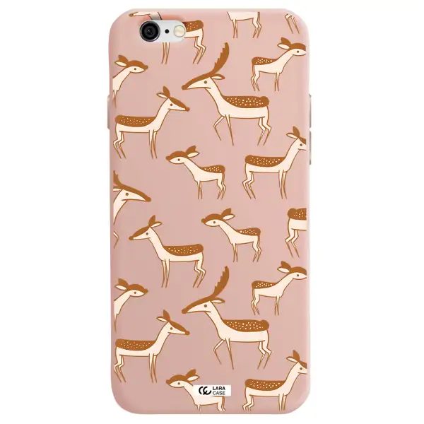 a pattern of deer and fawns Apple iPhone 6 Silicone pastel pink Case