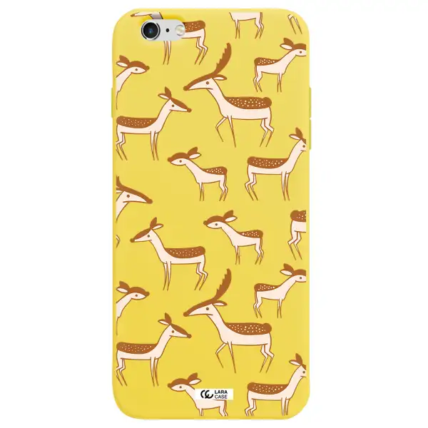a pattern of deer and fawns Apple iPhone 6S Silicone canary yellow Case