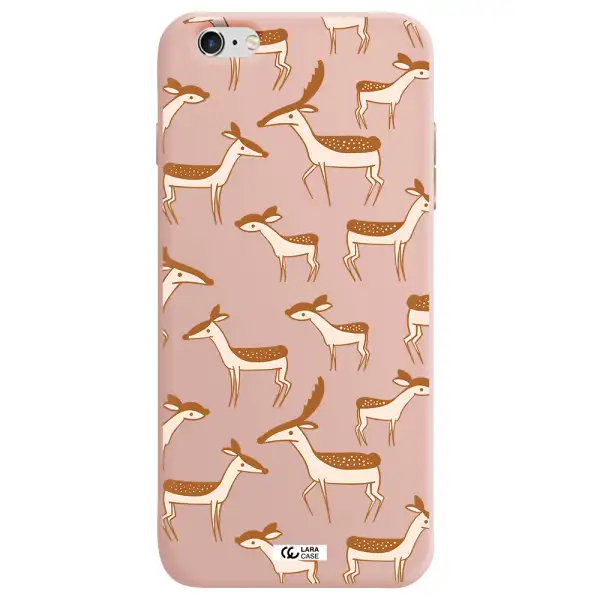 a pattern of deer and fawns Apple iPhone 6S Silicone pastel pink Case
