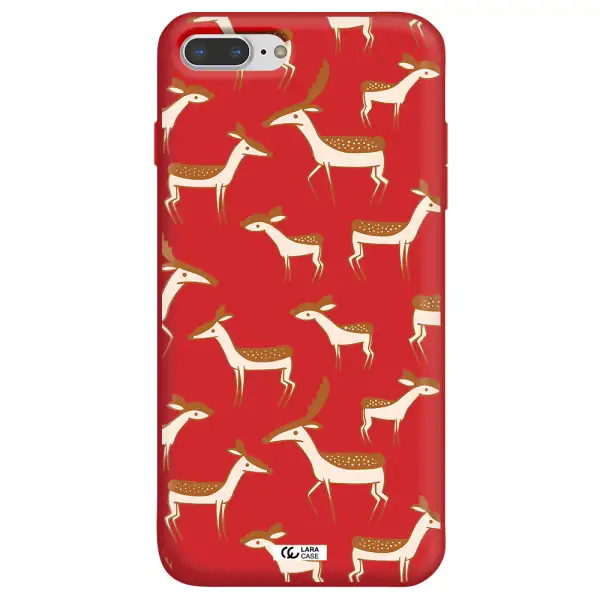 a pattern of deer and fawns Apple iPhone 7 plus Silicone Imperial Red Case