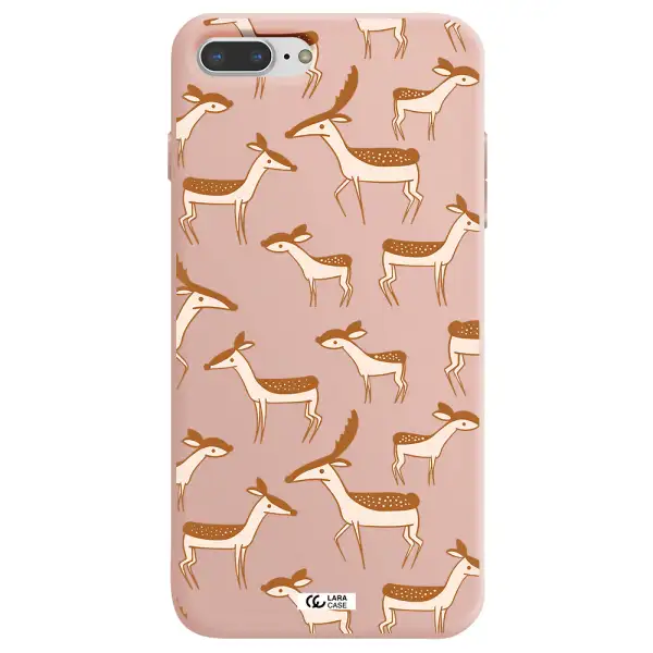 a pattern of deer and fawns Apple iPhone 7 plus Silicone pastel pink Case