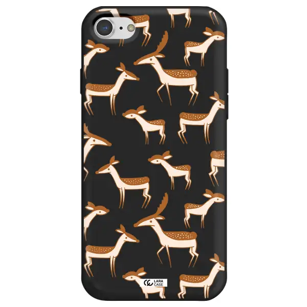 a pattern of deer and fawns Apple iPhone 7 Silicone black Case