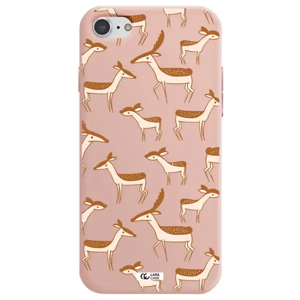a pattern of deer and fawns Apple iPhone 7 Silicone pastel pink Case