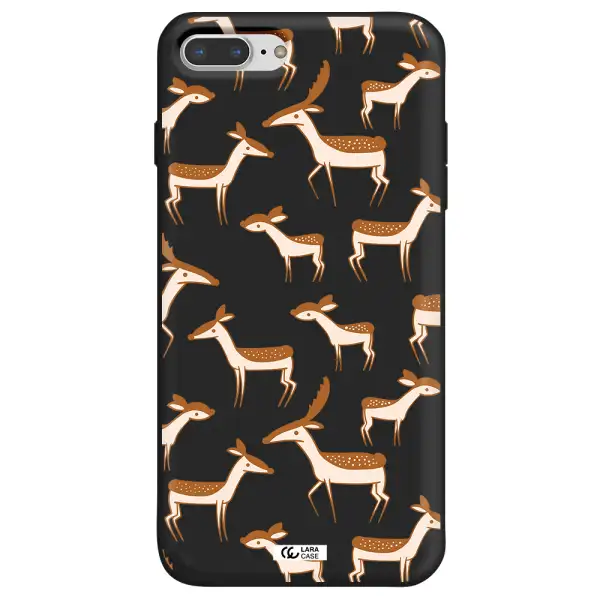 a pattern of deer and fawns Apple iPhone 8 plus Silicone black Case
