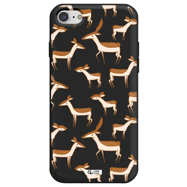 a pattern of deer and fawns Apple iPhone 8 Silicone black Case