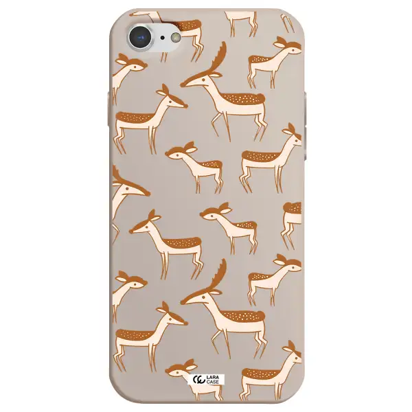 a pattern of deer and fawns Apple iPhone 8 Silicone Stone Case