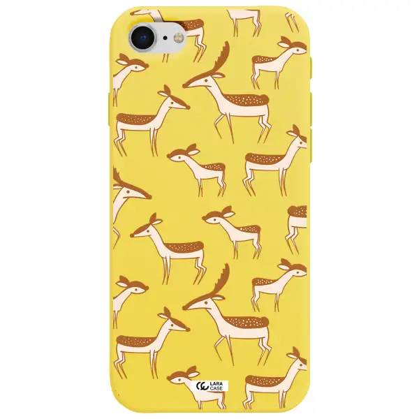 a pattern of deer and fawns Apple iPhone se 2020 Silicone canary yellow Case