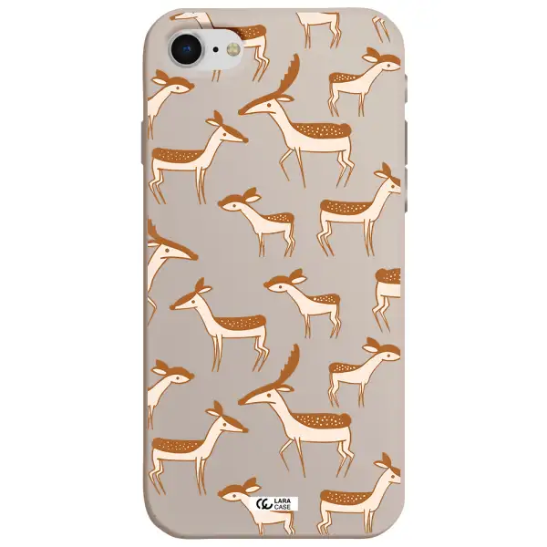 a pattern of deer and fawns Apple iPhone se 2020 Silicone Stone Case
